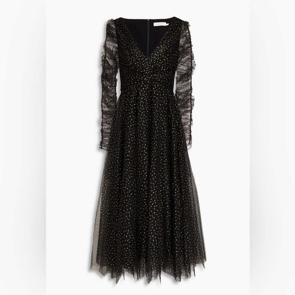 Zimmermann Black and Gold Long Sleeve Dress